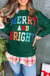 Merry And Bright Cable Knit Pullover Sweatshirt: Green