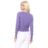 Mak - Long Sleeve Crewneck Cropped Cardigan Sweater MK5502: BLUEBERRY / S