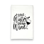 Green Bee Tea Towels - Save Water Drink Wine Kitchen Tea Towel: Black