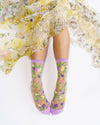 Sock Candy - Heart Floral Sheer Crew Sock