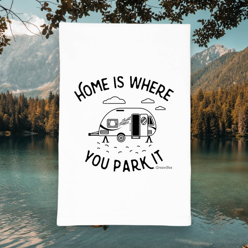 Green Bee Tea Towels - Home Is Where You Park It Kitchen Towel