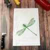 Green Bee Tea Towels - Dragonfly Flour Sack Kitchen Tea Towel: Black