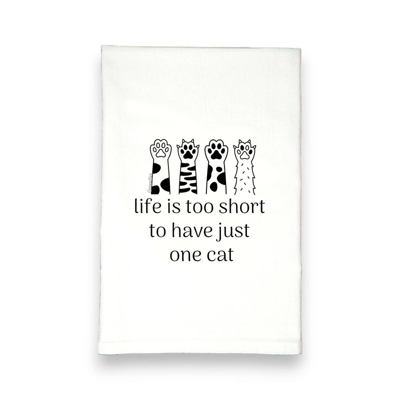 Green Bee Tea Towels - Life is Too Short for Just One Cat Kitchen Tea Towel