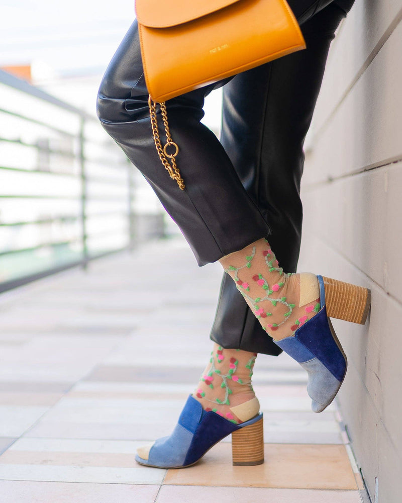 Sock Candy - Sheer Rosettes Crew Sock