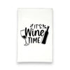 Green Bee Tea Towels - It's Wine Time Kitchen Tea Towel: Black