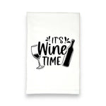 Green Bee Tea Towels - It's Wine Time Kitchen Tea Towel: Black