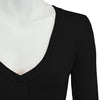 Mak - Cropped 3/4 Sleeve V-Neck Bolero Cardigan Sweater CO129Y: BLACK / M