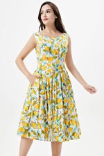 Miss Lulo - 253105 | Lily | Soysilk Fit & Flare Dress With Pockets: White Multi / S