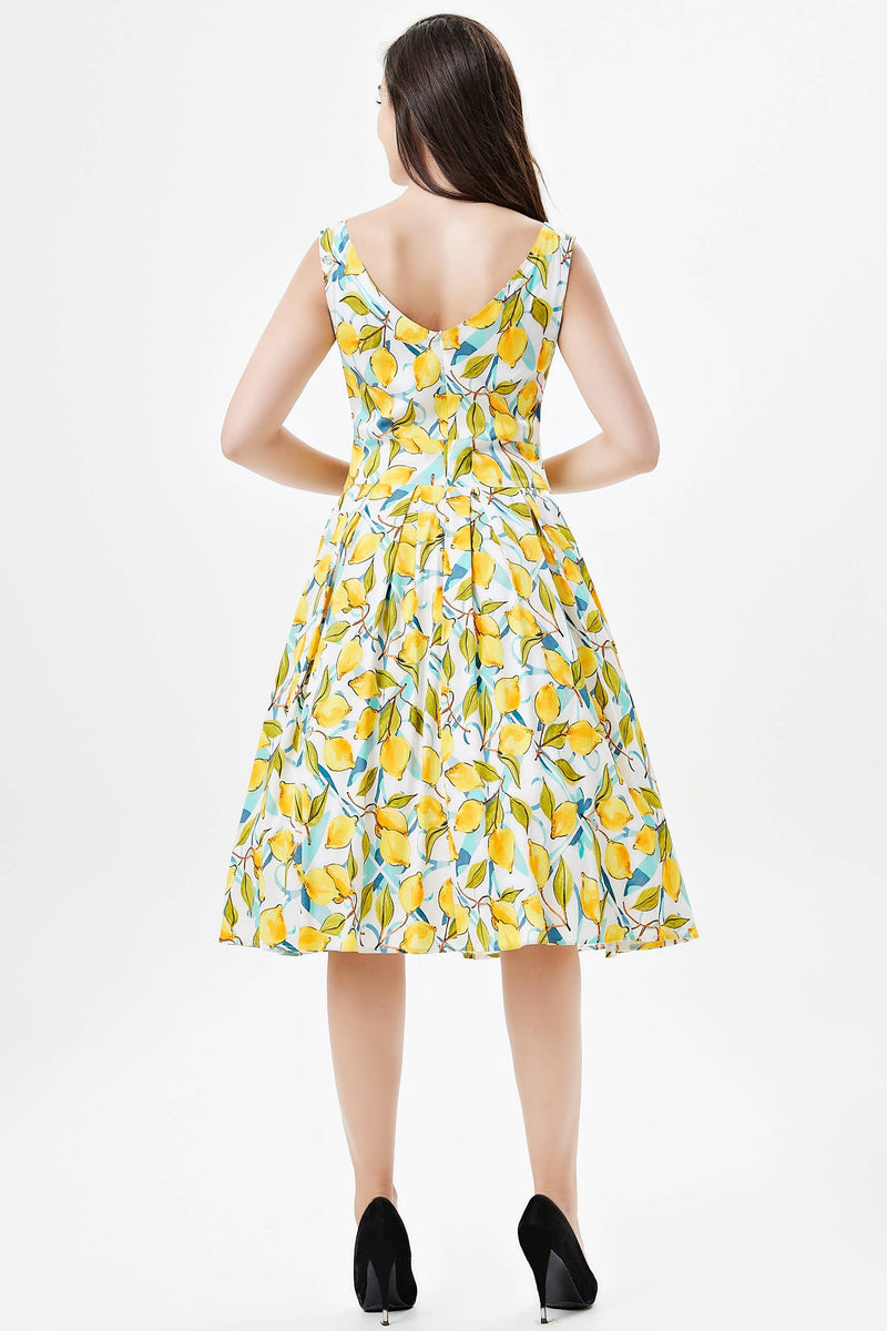 Miss Lulo - 253105 | Lily | Soysilk Fit & Flare Dress With Pockets: White Multi / S
