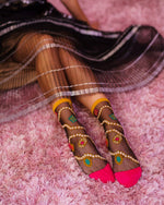 Sock Candy - Pearls & Jewels Black Sheer Ankle Sock