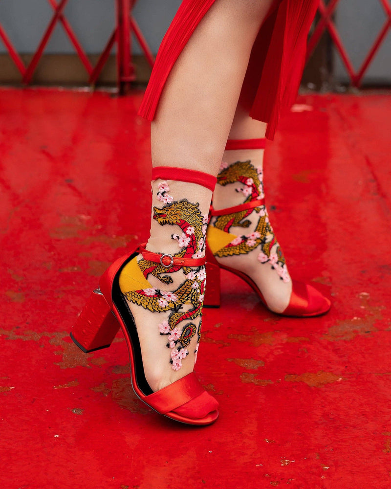 Sock Candy - Year of the Dragon Sheer Crew Sock: Size I: Fits US W5.5-9.5
