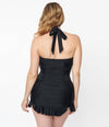 Unique Vintage - UV Black Halter Swim Dress: XS/2