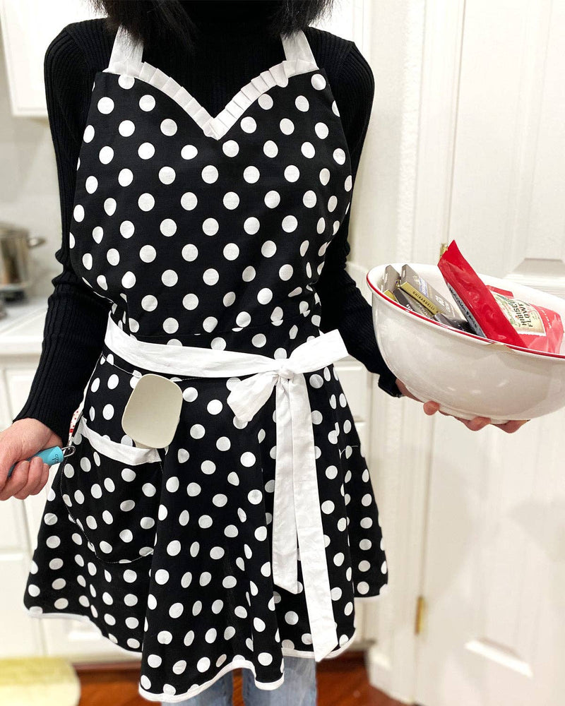 Adjustable Flirty Hostess Apron: Red Polka Dots