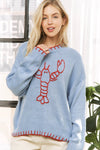 MY LOVELY LOBSTER CASUAL PULLOVER SWEATER: (blue or beige) S-M-L