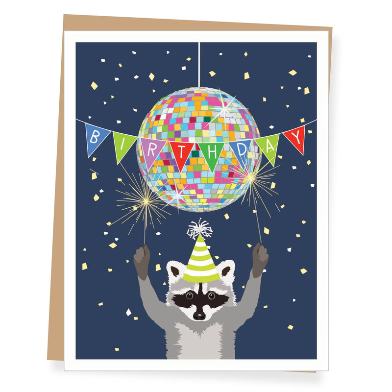 Apartment 2 Cards - Disco Raccoon Birthday Card