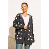 ALL OVER STAR PRINT HOODIE SWEATER CARDIGAN: Charcoal