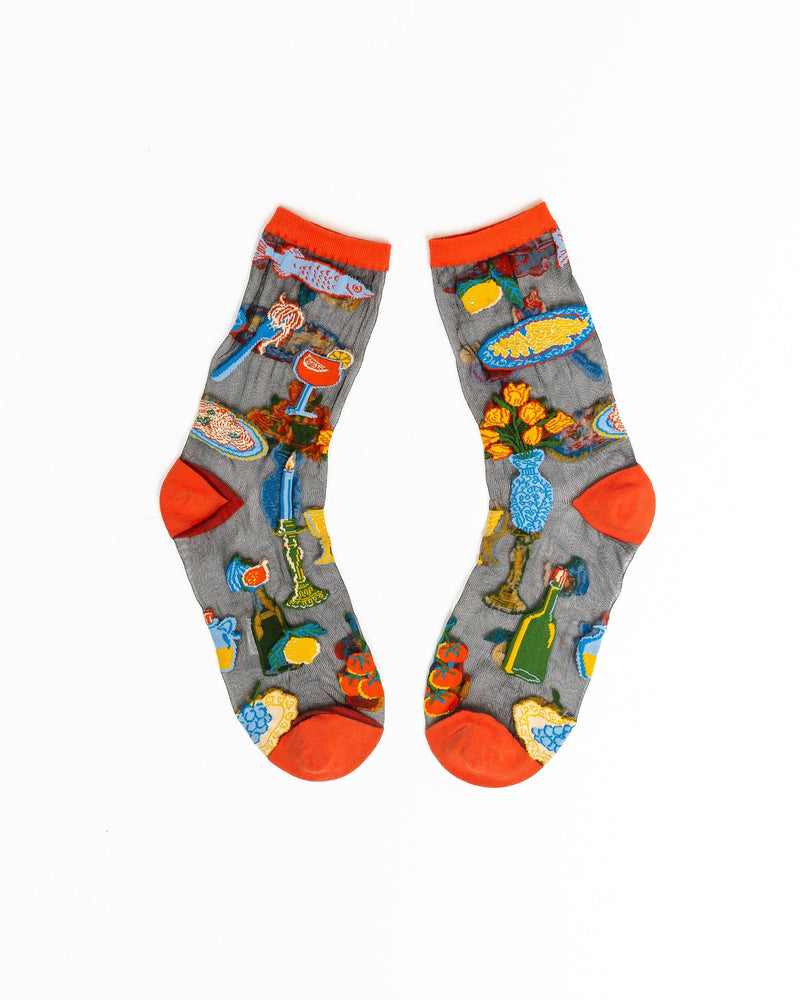 Sock Candy - La Dolce Vita Black Sheer Crew Sock