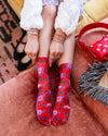 Sock Candy - Watercolor Poppy Printed Ankle Sock