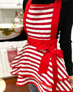 Classic Vintage Apron, Stylish Cooking Apron: Red Stripe