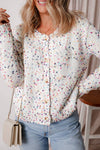 Sparkle Confetti Sweater Cardigan: White