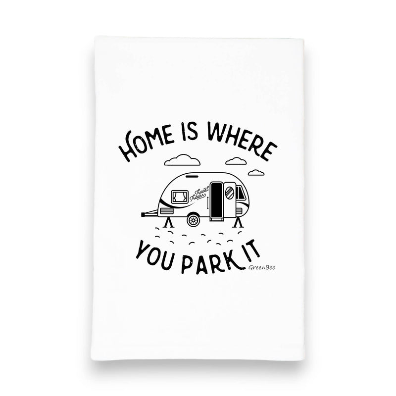 Green Bee Tea Towels - Home Is Where You Park It Kitchen Towel