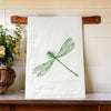 Green Bee Tea Towels - Dragonfly Flour Sack Kitchen Tea Towel: Black