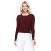 Mak - Long Sleeve Crewneck Cropped Cardigan Sweater MK5502: BLUEBERRY / S