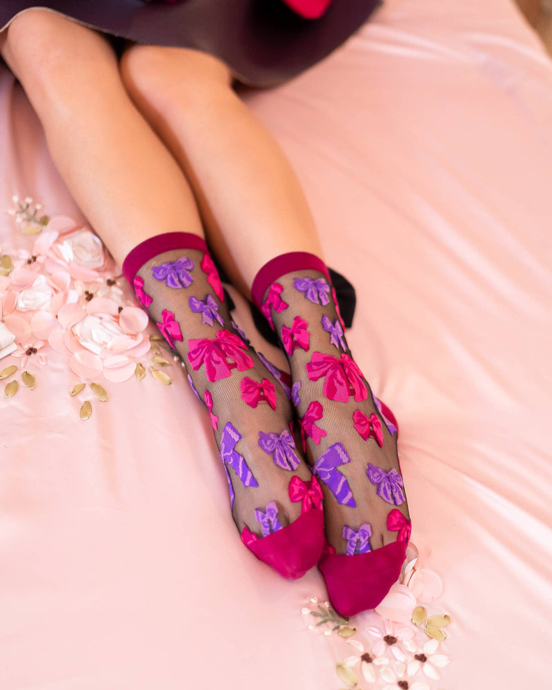 Sock Candy - Big Bow Energy Black Sheer Crew Sock