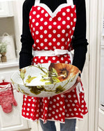 Adjustable Flirty Hostess Apron: Red Polka Dots