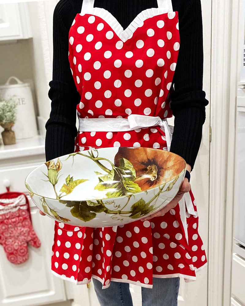 Adjustable Flirty Hostess Apron: Red Polka Dots