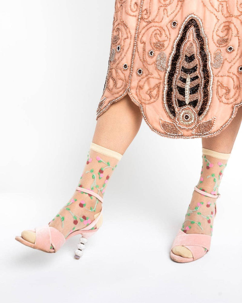 Sock Candy - Sheer Rosettes Crew Sock