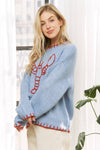 MY LOVELY LOBSTER CASUAL PULLOVER SWEATER: (blue or beige) S-M-L