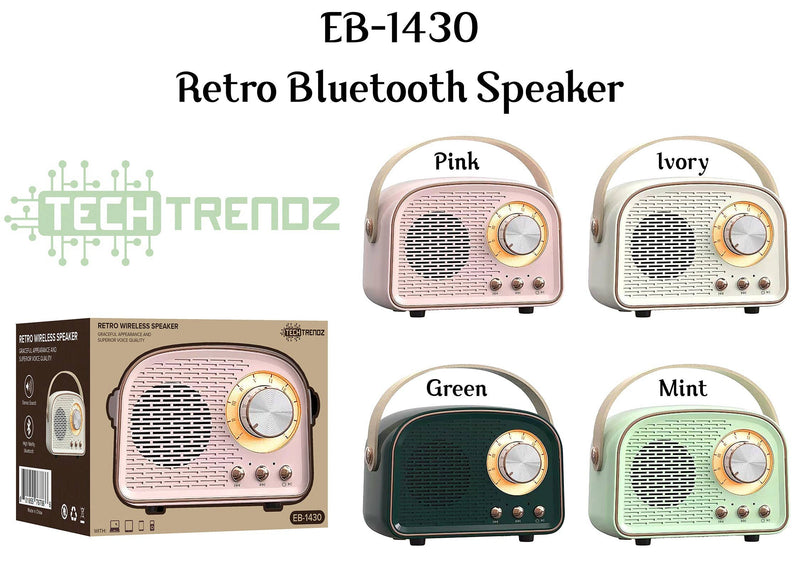 Tech Trendz - Retro Bluetooth Speaker: Pink