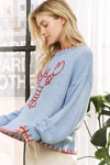 MY LOVELY LOBSTER CASUAL PULLOVER SWEATER: (blue or beige) S-M-L