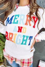 Merry And Bright Cable Knit Pullover Sweatshirt: Green