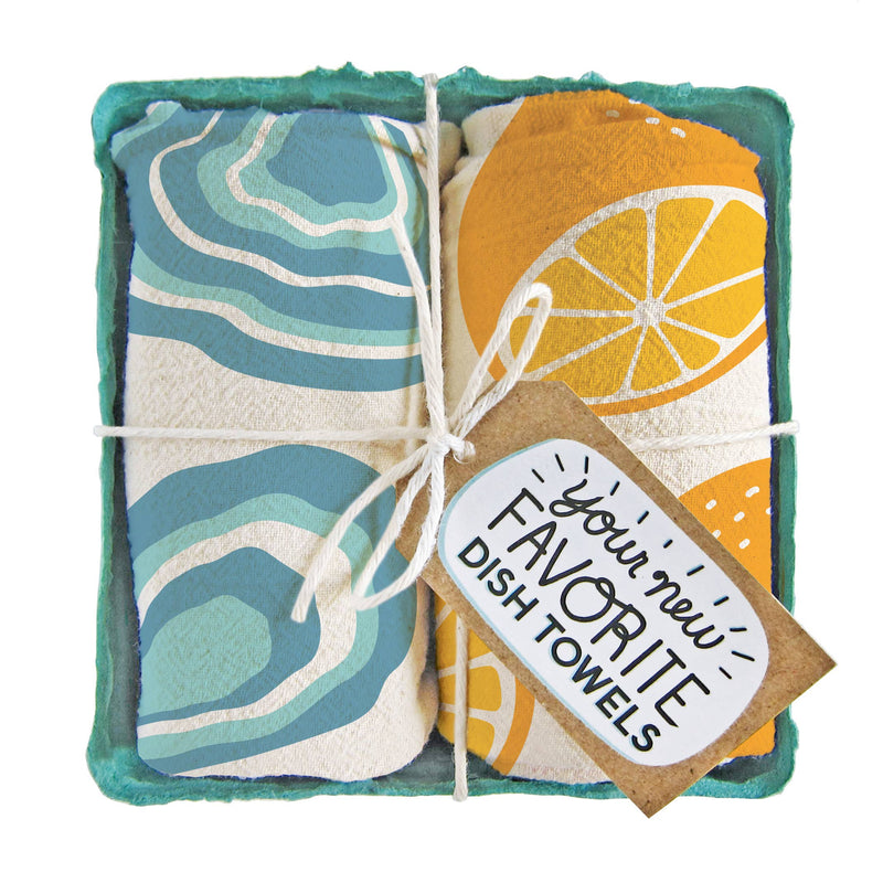 The Neighborgoods - FRESH OYSTERS (Oyster, Lemon) - Tea Towel Set of 2