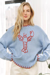 MY LOVELY LOBSTER CASUAL PULLOVER SWEATER: (blue or beige) S-M-L