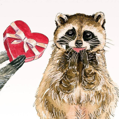 Liyana Studio - Be My Valentine Raccoon Love - Funny Valentines Day Card