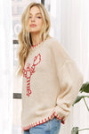 MY LOVELY LOBSTER CASUAL PULLOVER SWEATER: (blue or beige) S-M-L
