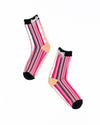 Sock Candy - Parisian Stripe Ruffle Bow Sheer Crew Sock