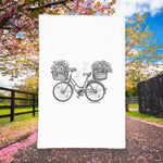 Green Bee Tea Towels - Bicycle with Flowers Kitchen Tea Towel