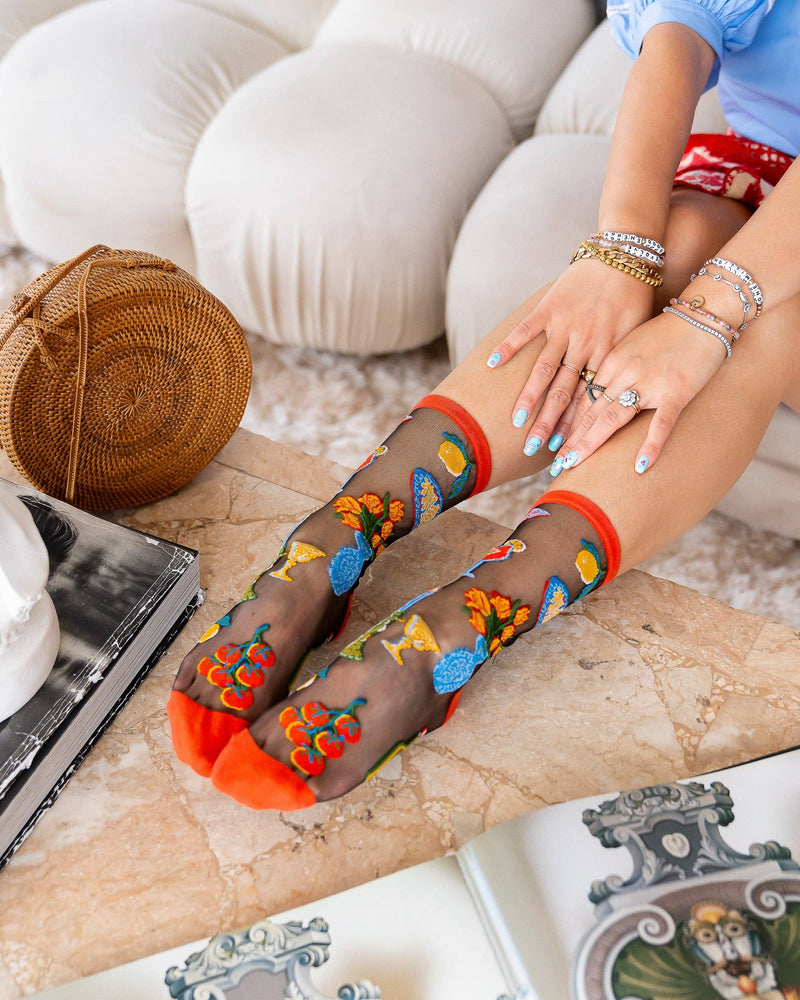 Sock Candy - La Dolce Vita Black Sheer Crew Sock