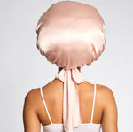 KITSCH - Adjustable Oversized Satin Bonnet- Blush
