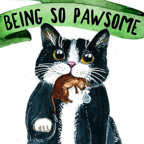 Pawesome Cat Gift - Funny Thank You Card
