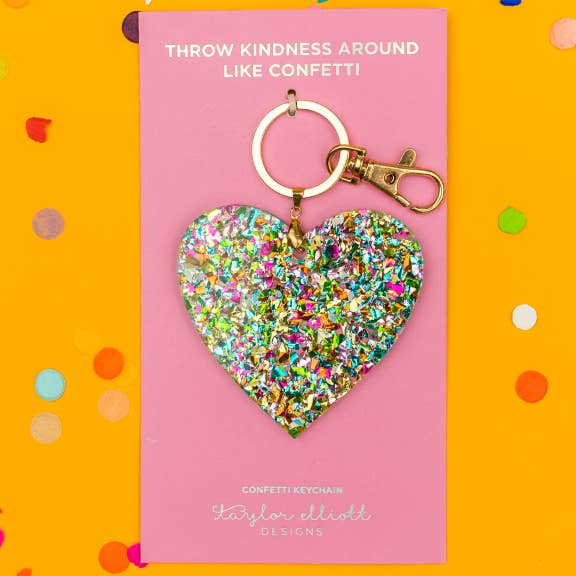 Taylor Elliott Designs - Keychain - Heart - Colorful Confetti