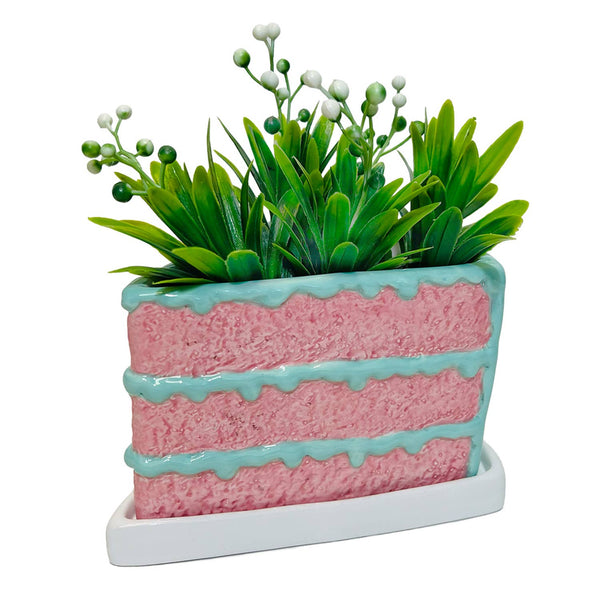 Streamline - Slice Of Cake Celebration Planter - Teal