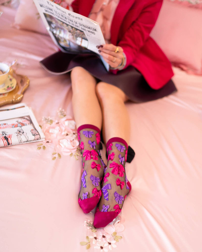 Sock Candy - Big Bow Energy Black Sheer Crew Sock