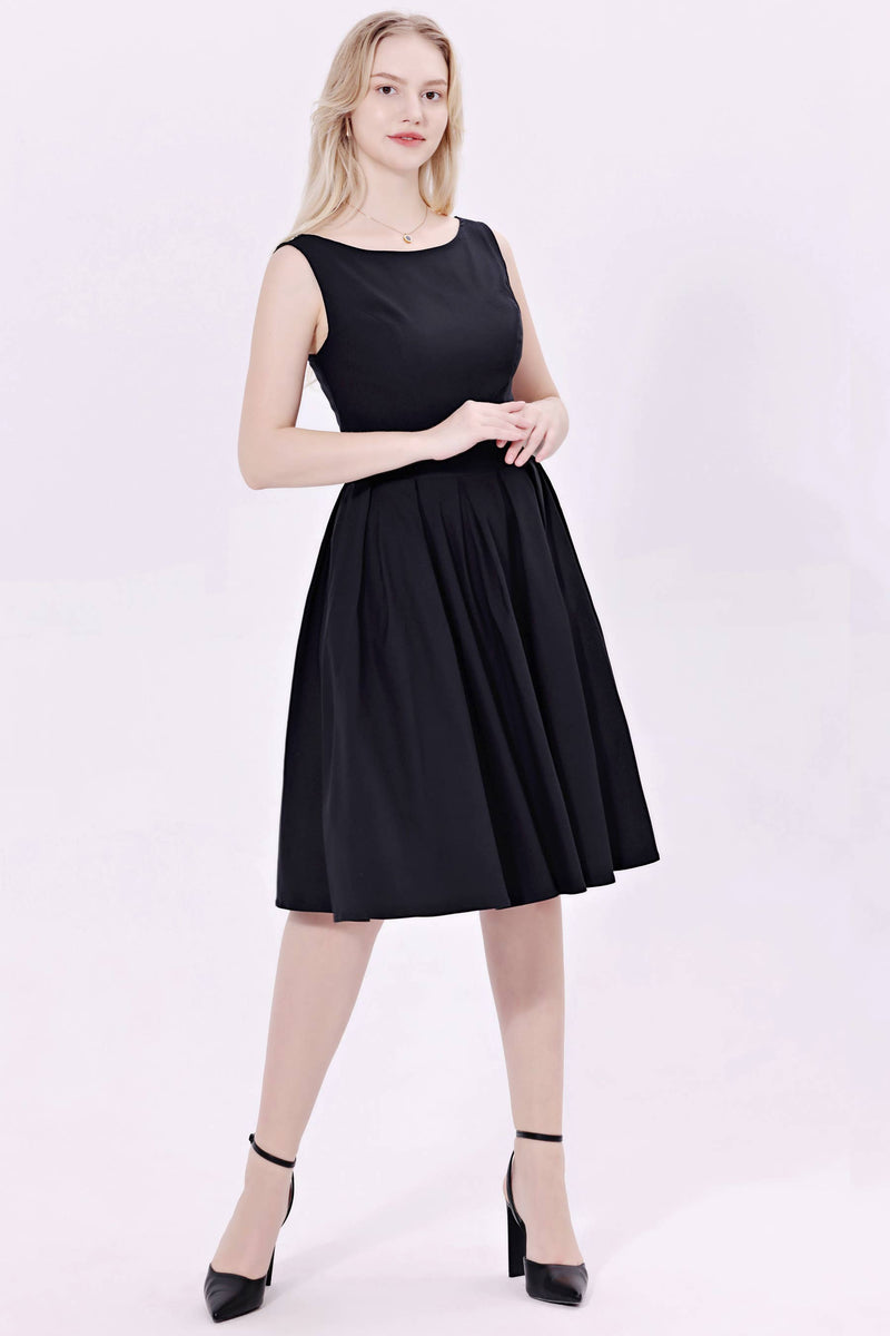 Miss Lulo LBD - Fit & Flare Dress With Pockets Black