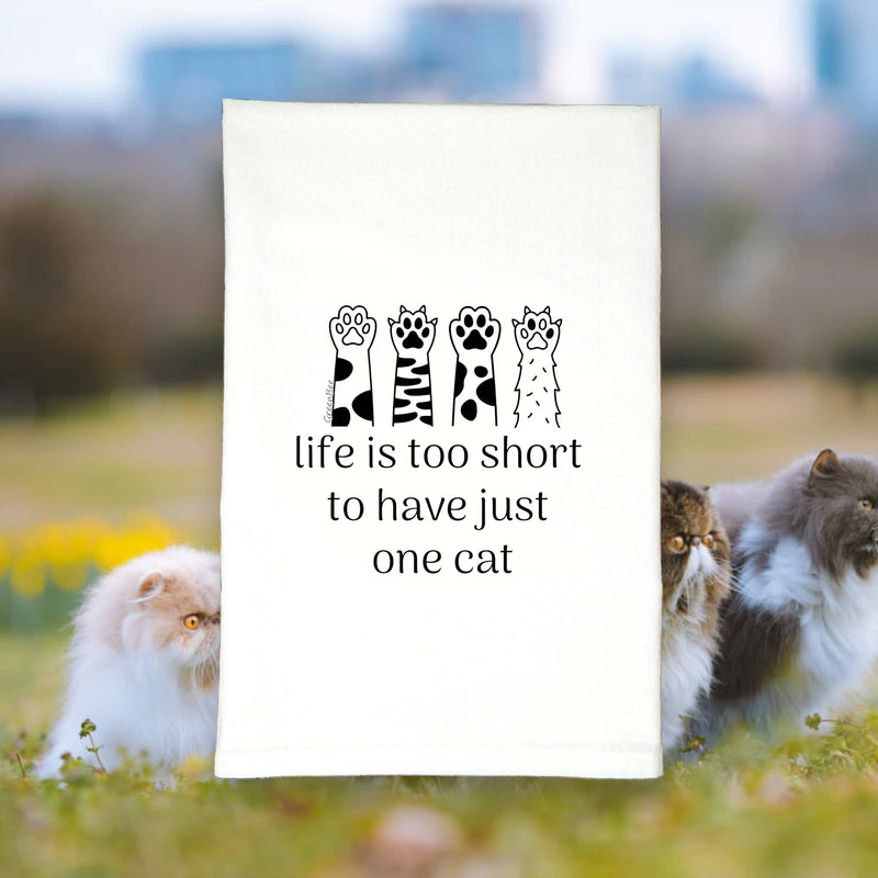 Green Bee Tea Towels - Life is Too Short for Just One Cat Kitchen Tea Towel