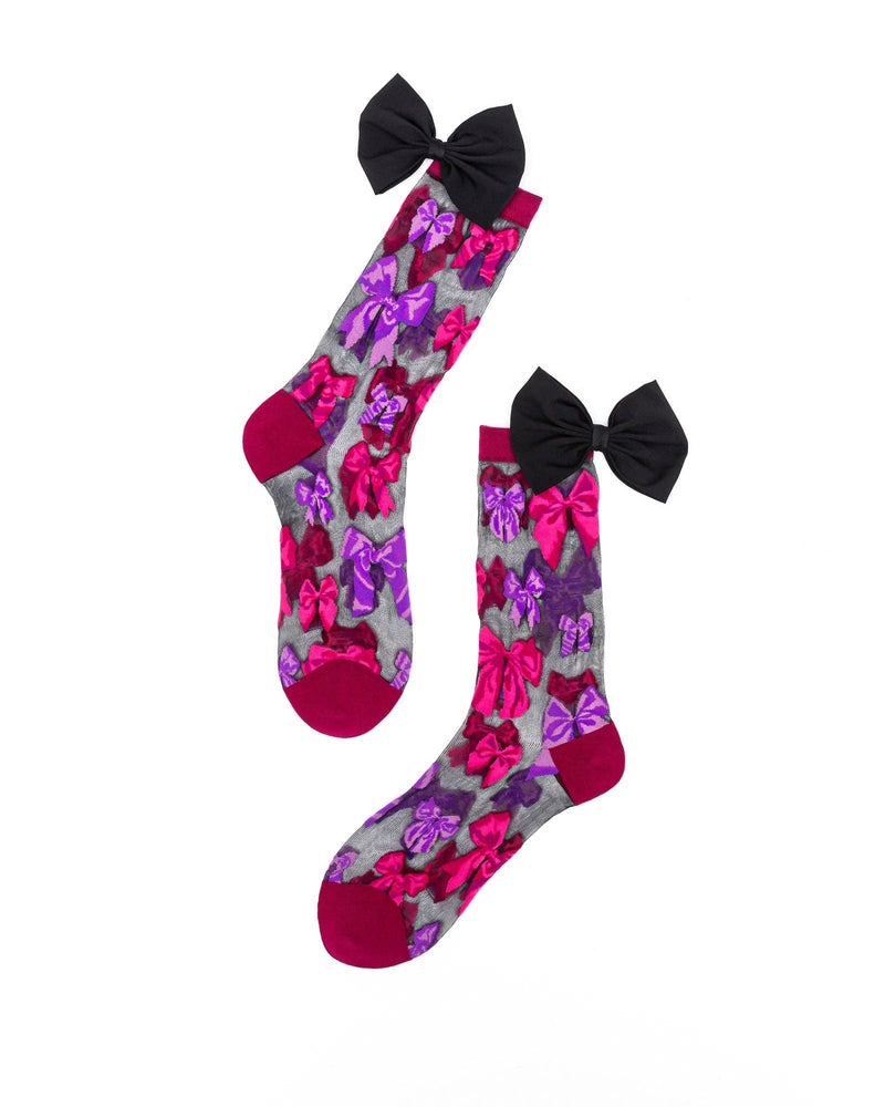 Sock Candy - Big Bow Energy Black Sheer Crew Sock